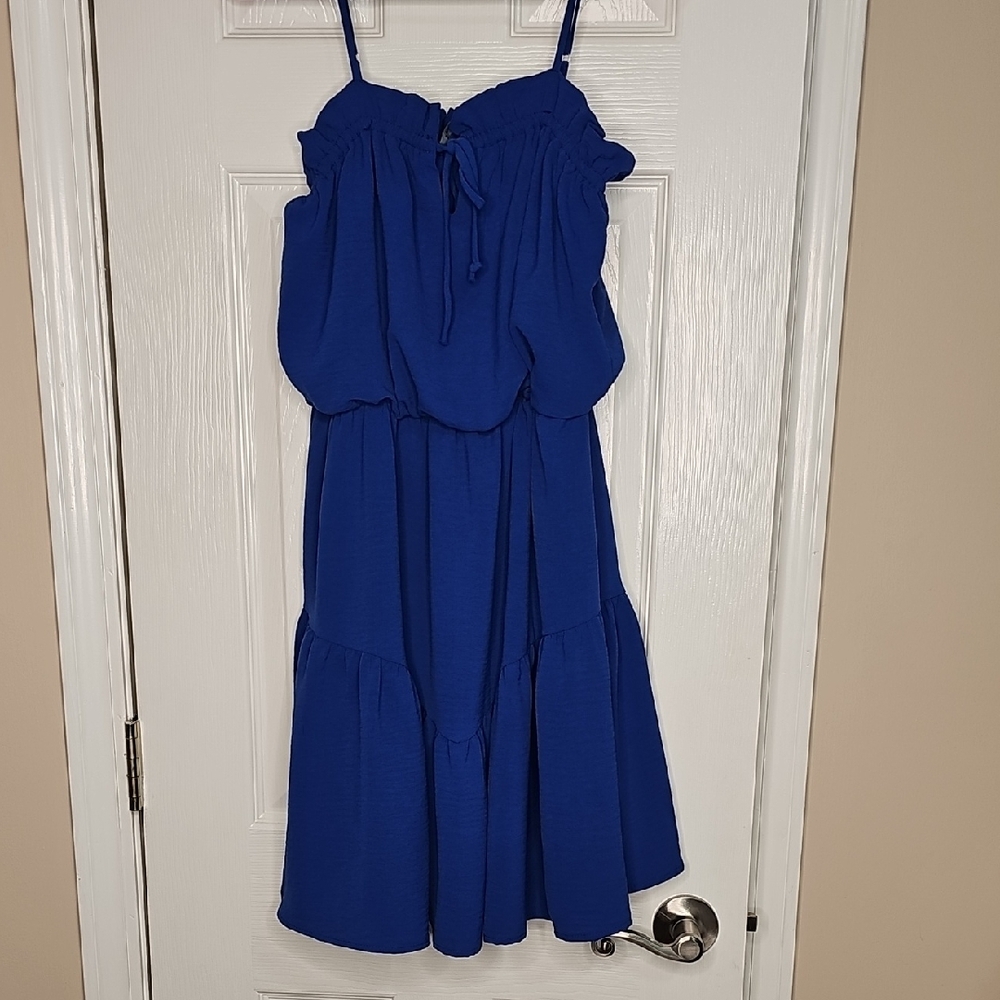 fab'rik Royal Blue Sundress with Spaghetti Straps